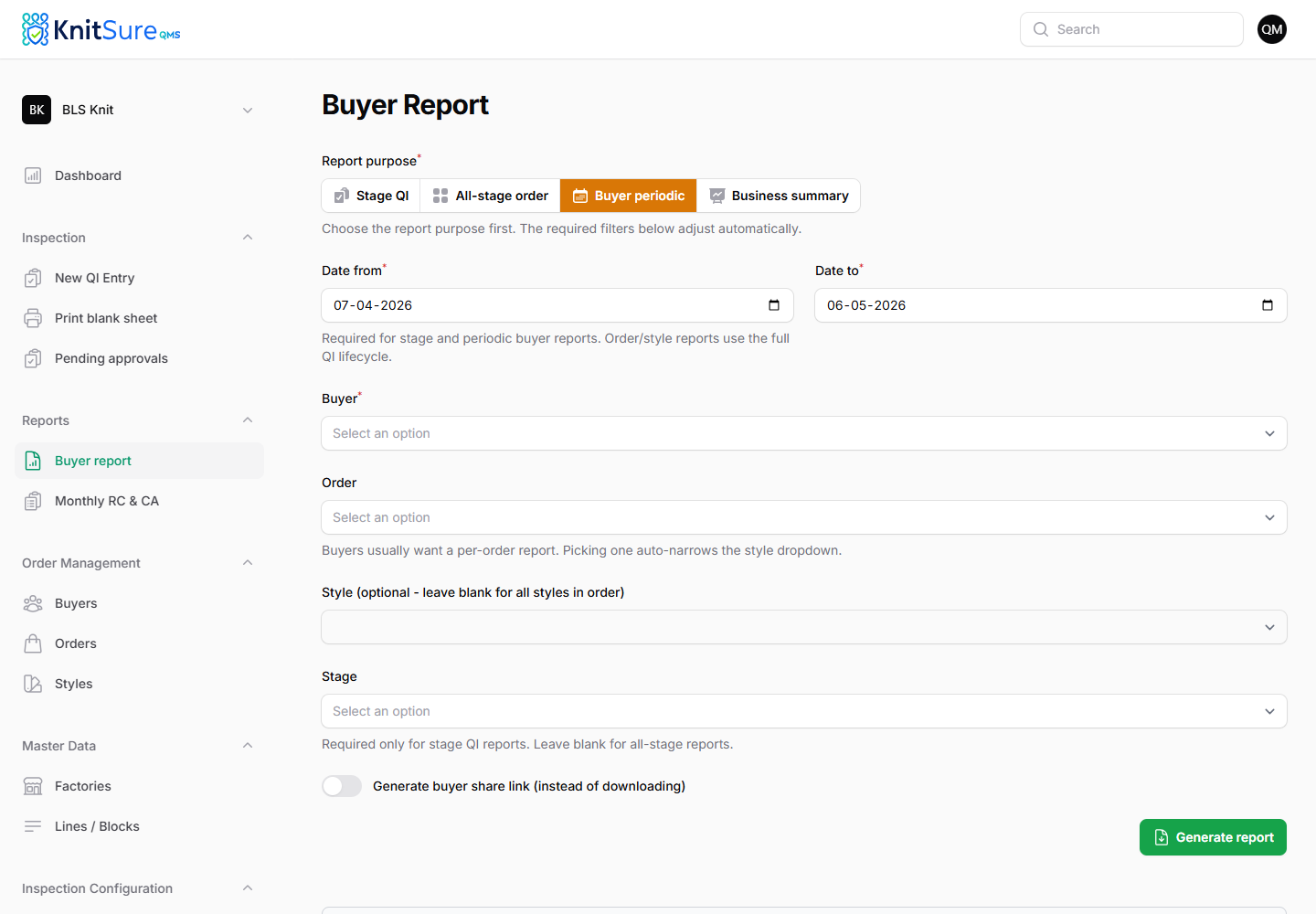 KnitSure buyer report preview