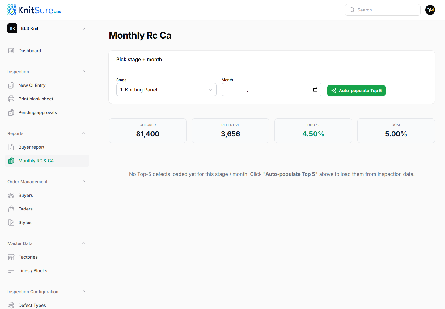 KnitSure RCA CAP report preview